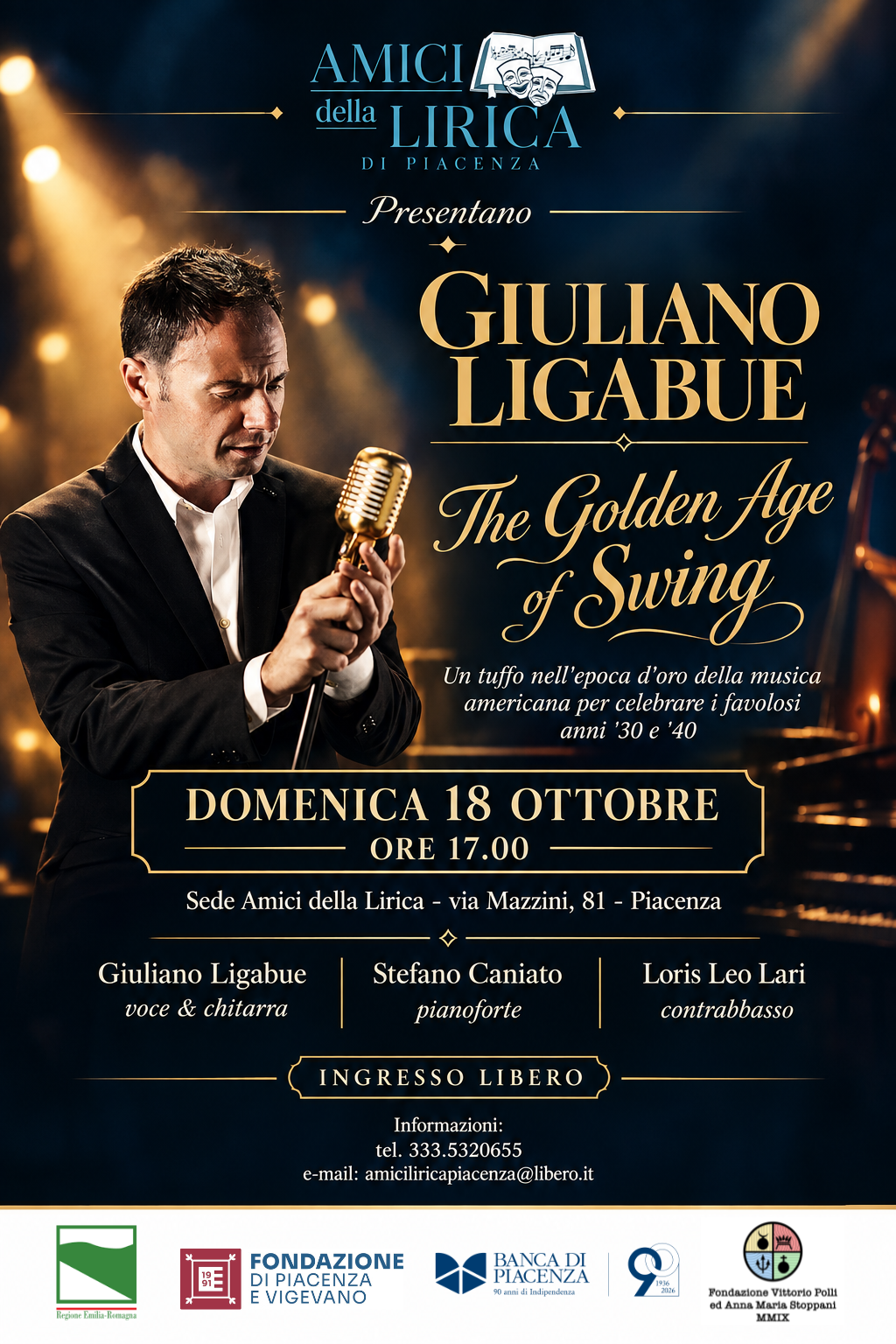 Concerto The Golden Age Of Swing | Amici della Lirica Piacenza: Domenica 18 Ottobre 2026