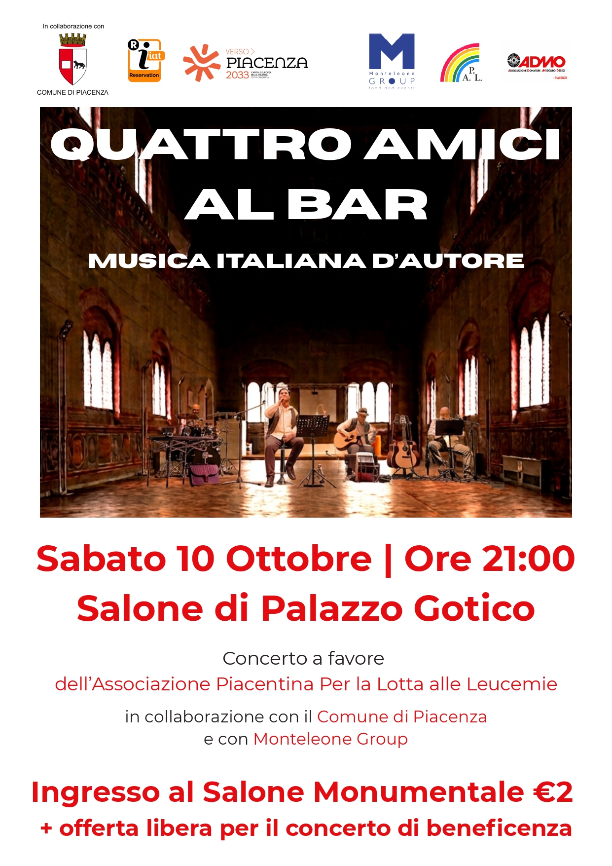 Concerto Benefico per Quattro Amici Al Bar | Sabato 10 Ottobre 2026