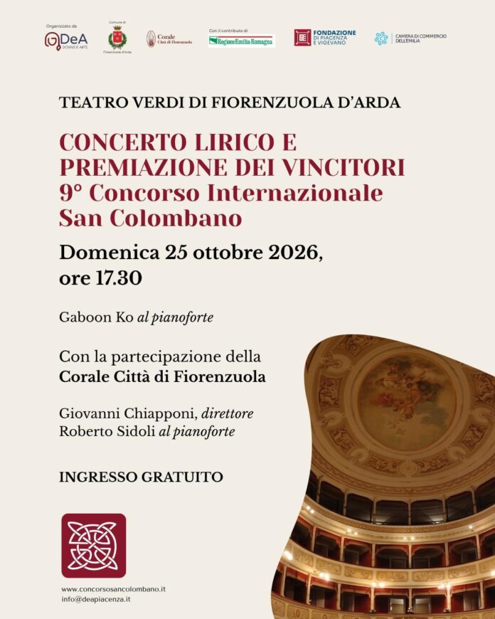 9° Concorso Internazionale San Colombano | Fondazione Piacenza e Vigevano: Sabato 24 e Domenica 25 Ottobre 2026
